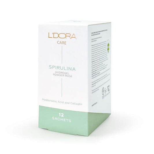 L’DORA HERBAL SPIRULINA HYDROGEL POWDER MASK CONTAINING HYALURONIC ACID AND COLLAGEN, 12 PCS