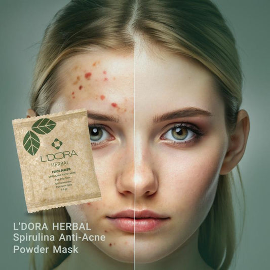 L'DORA HERBAL SPIRULINA ANTI-ACNE POWDER MASK, 10 PCS