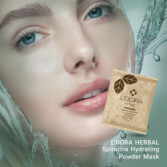 L'DORA HERBAL SPIRULINA HYDRATING POWDER MASK, 10 PCS