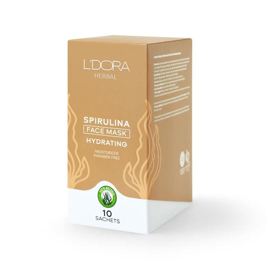 L'DORA HERBAL SPIRULINA HYDRATING POWDER MASK, 10 PCS