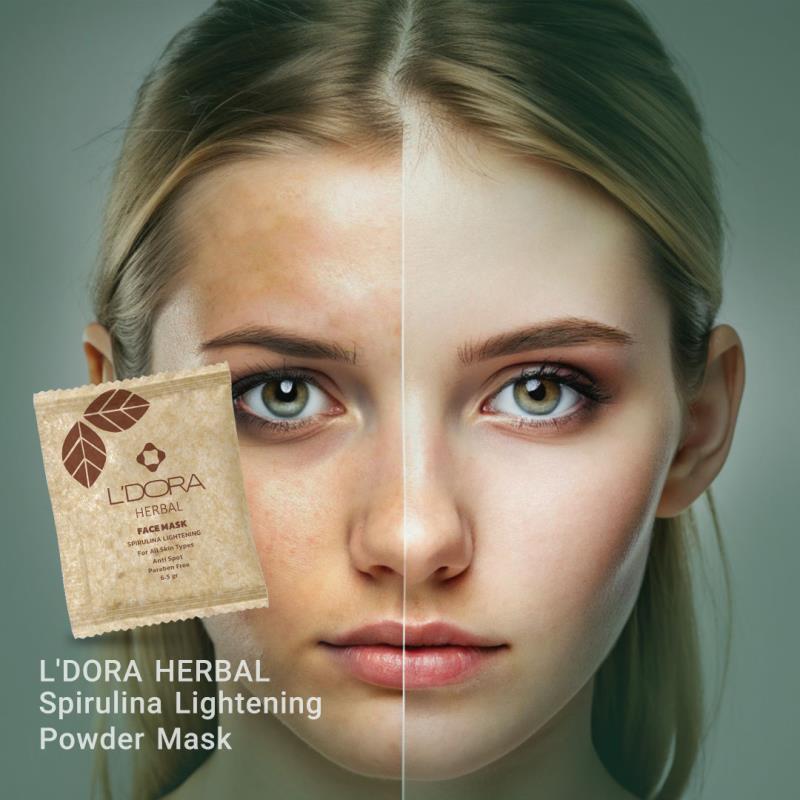 L'DORA HERBAL SPIRULINA LIGHTENING POWDER MASK, 10 PCS