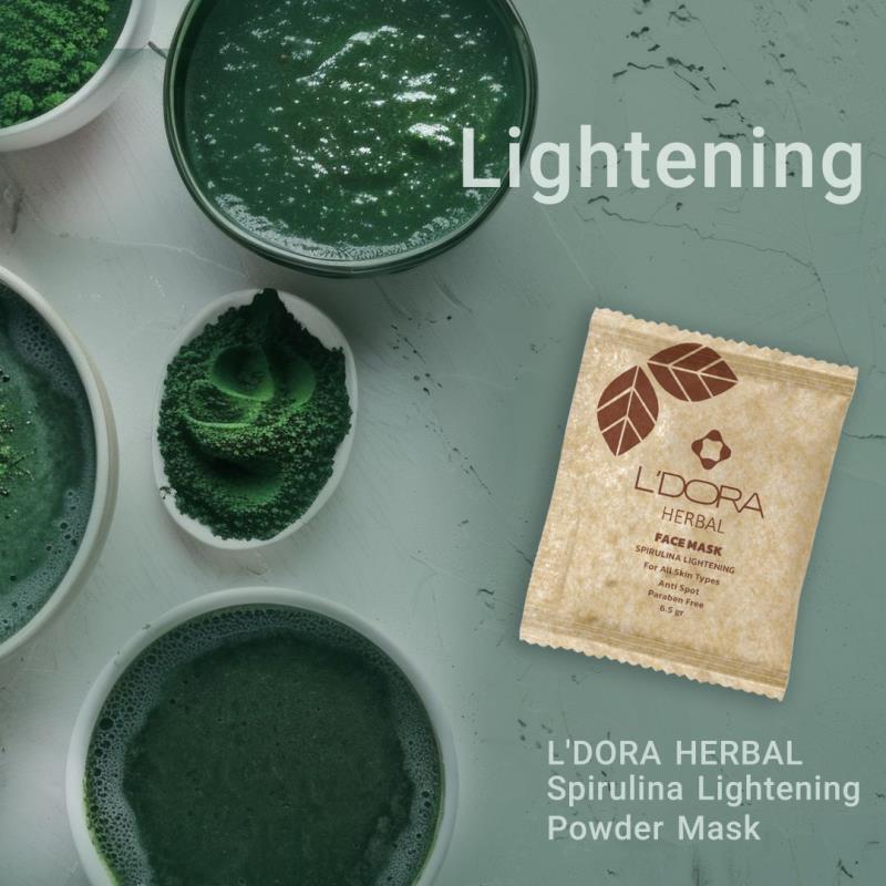 L'DORA HERBAL SPIRULINA LIGHTENING POWDER MASK, 10 PCS