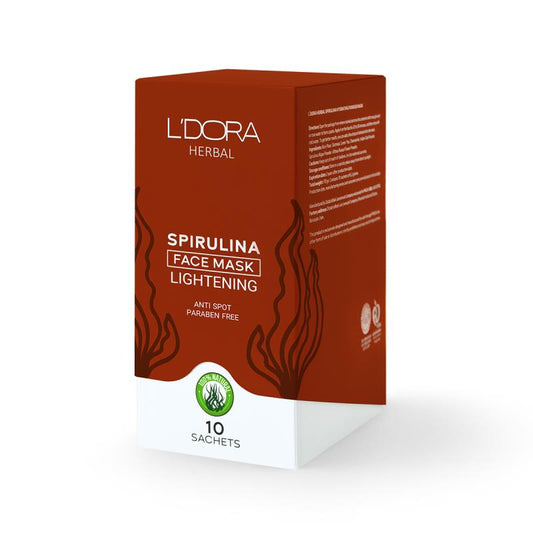 L'DORA HERBAL SPIRULINA LIGHTENING POWDER MASK, 10 PCS