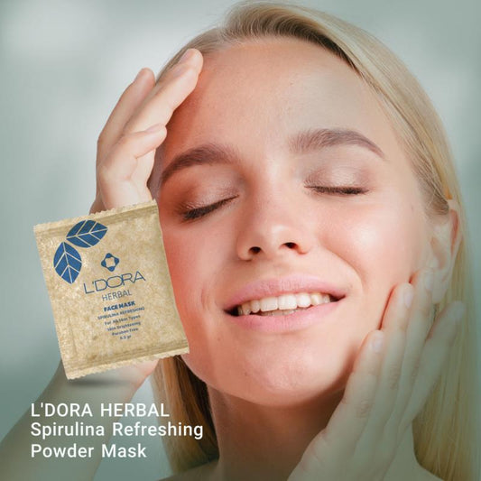 L'DORA HERBAL SPIRULINA REFRESHING POWDER MASK, 10 PCS