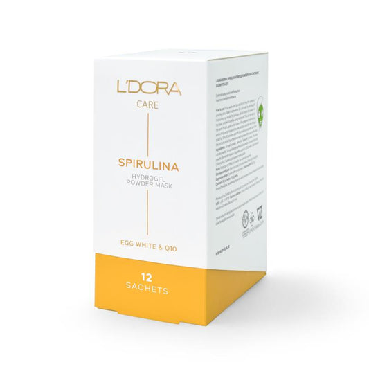 L’DORA HERBAL SPIRULINA HYDROGEL POWDER MASK CONTAINING EGG WHITE AND Q10, 12 PCS
