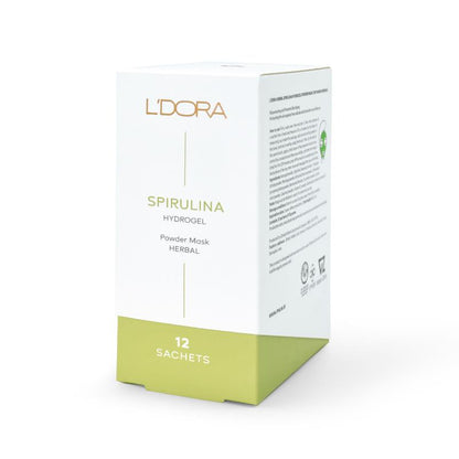 L'DORA HERBAL SPIRULINA HYDROGEL POWDER MASK CONTAINING MORINGA, 12 PCS