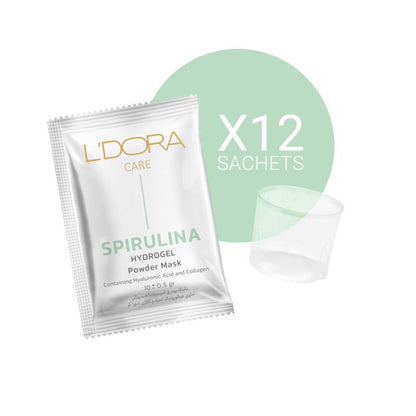 L’DORA HERBAL SPIRULINA HYDROGEL POWDER MASK CONTAINING HYALURONIC ACID AND COLLAGEN, 12 PCS